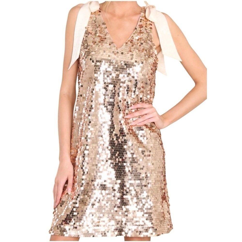Red Dress Boutique Champagne Sequin Mini Women's Dress Size XS - Picture 4 of 15